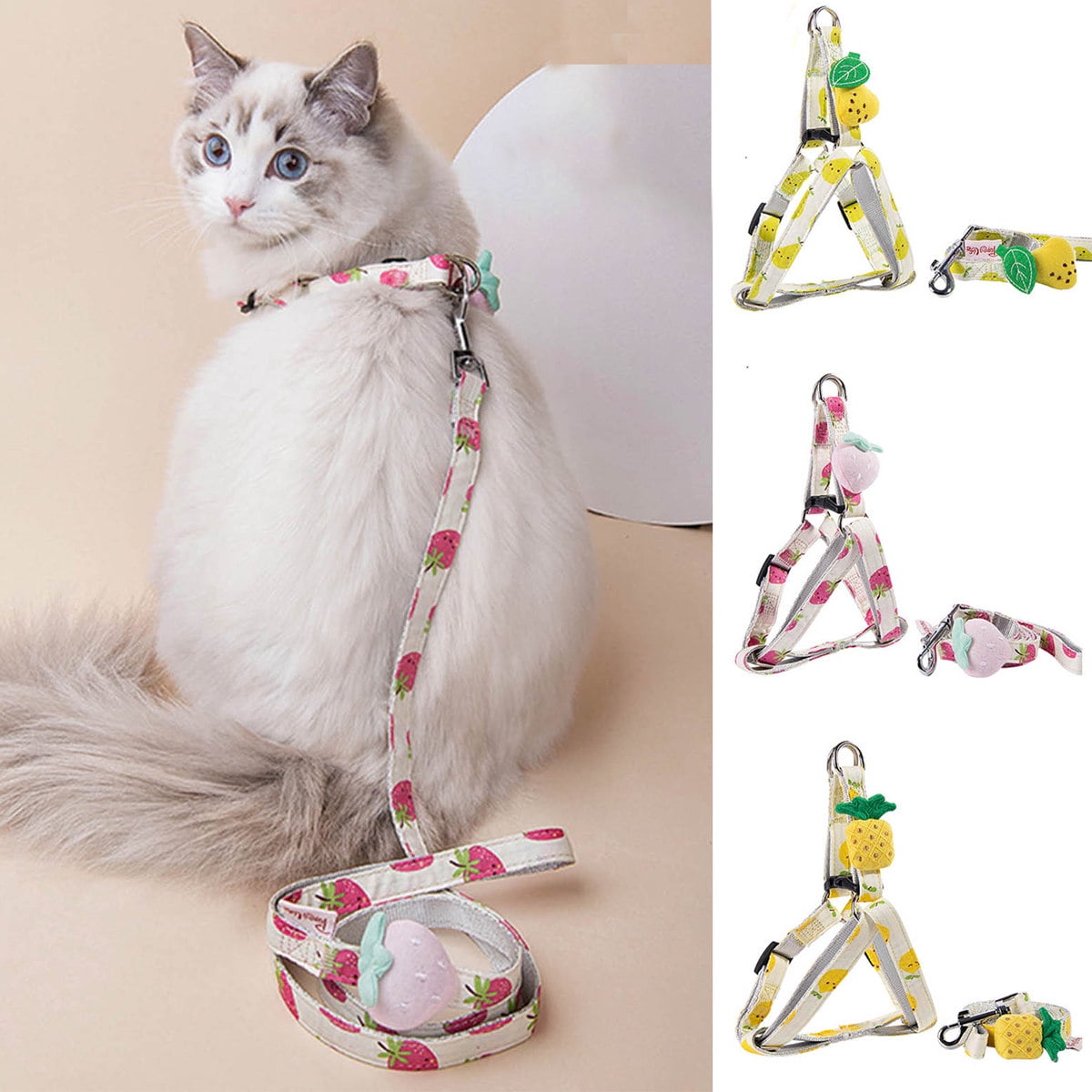 Pet Enjoy Escape Proof Cat Harness and Leash Set,Cartoon Cat Pet Leash
