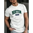 thumbnail image 2 of Men's Casual Short Sleeve T-Shirt with "BOSTON" 3D Digital Print, Polyester Knit Fabric, Round Neck, Regular Fit, Summer Street Style Fashion Top, 2 of 8