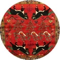 thumbnail image 1 of Ahgly Company Machine Washable Indoor Round Traditional Red Brown Area Rugs, 3' Round, 1 of 7