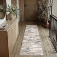 thumbnail image 3 of BERTHMEER 2'x6' Runner Rugs for Hallway Bathroom Kitchen Bedroom Entryway Non Slip Washable Abstract Blue and Brown Modern Contemporary Runner Rugs, 3 of 6