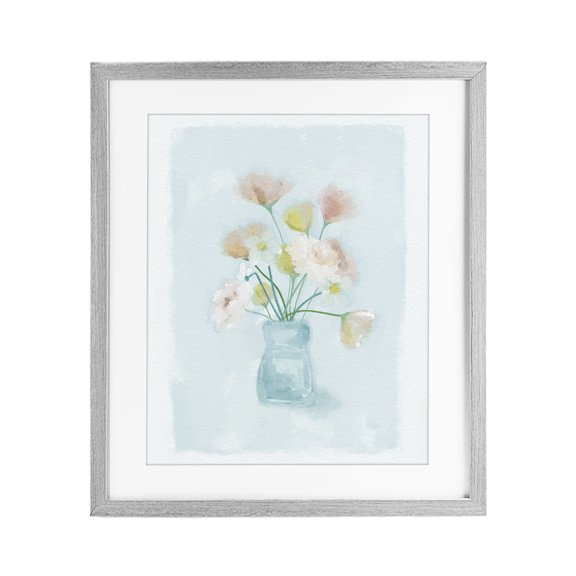 Stupell Industries Pretty Florals in Vase Gray Framed Print Under Glass, design by Leah Straatsma