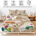 thumbnail image 5 of Full Size Fitted Sheet Set - Cars Buses 3 Piece Bedding Sets 16" Deep Pocket Fitted Sheet with 2 Pillowcases, Cartoon Brown City Street Map Traffic Educational Brushed Microfiber Hotel Bed Sheets, 5 of 9