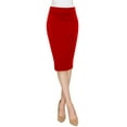 thumbnail image 4 of Made by Johnny Women's Elastic Waist Stretch Bodycon Midi Pencil Skirt Below Knee M RED, 4 of 6