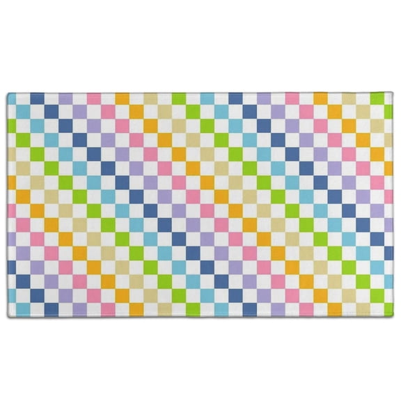 Pastel Color Checkered Pattern Door Rugs,Washable Non Slip Door Mats Indoor,Decorative Door Mats,Entry Mat Indoor for Entrance,Bedroom,Kitchen,Bathroom,17"x30"
