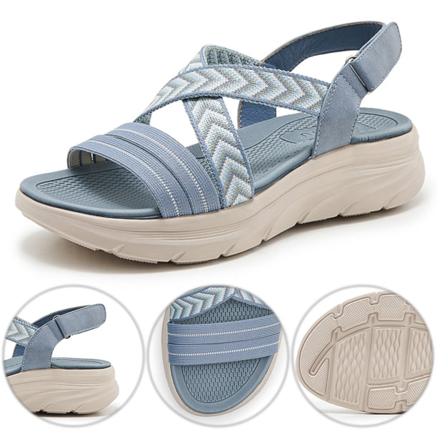 Sandalias Suela Gruesa Con Cruzadas para Mujer Cómodas Fiestas Y