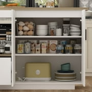 MONSLIPA Kitchen Island with Drop Leaf Countertop, Kitchen Storage Cabinet with Open Shef and Drawer for Dining Room