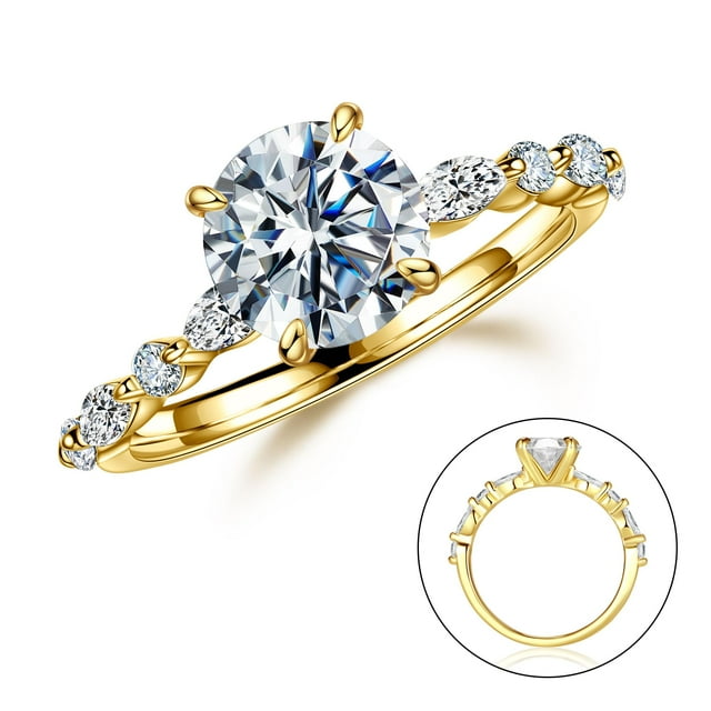 Anillo de compromiso MOOSEA Moissanite de 1,5 quilates en D, color VVS1, oro de 14 quilates
