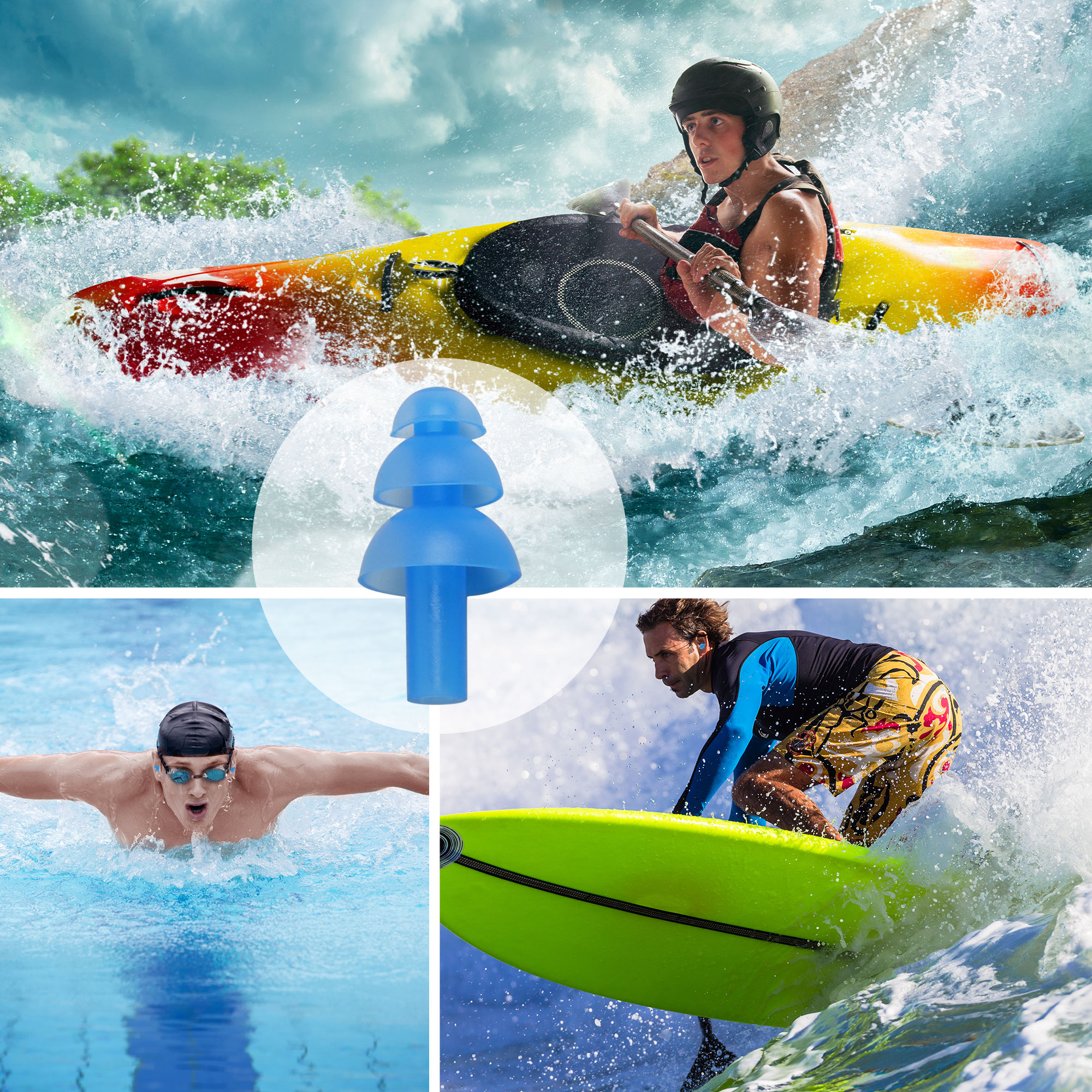 Unique Bargains 3 Pair Waterproof Ear Plugs Soft Silicone Swimming Earplugs for Men Women