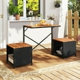 thumbnail image 1 of Costway 2-in-1 Outdoor Convertible Bench with Metal Frame PE Rattan Table and Chairs Set, 1 of 10