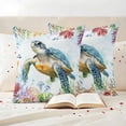 thumbnail image 3 of Outdoor Pillow Covers Pack of 2, Sea ​​turtle Ocean Coral Starfish Shell Waterproof Throw Pillowcase Cushion Cases, Summer Blue Ocean Decorative Pillow Cover for Couch Sofa Home Bed Patio, 3 of 9