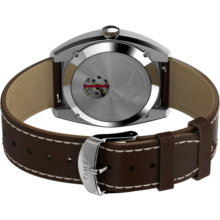 TIMEX Marlin tx-tw2v62000 腕時計 ブラウン Timex TW2V62000 Men's Marlin Silver Dial Automatic Strap Watch