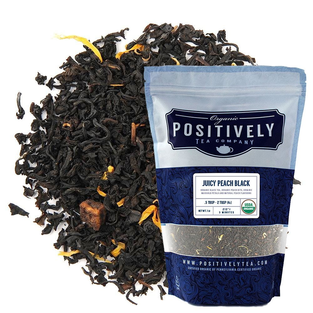 Positively Tea's Organic Juicy Peach Tea, Black Tea, Loose Leaf, 1 Pound Bag