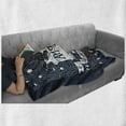 thumbnail image 6 of Amsterdam Soft Flannel Fleece Throw Blanket, Travel Around the World Lets Move Words Calligraphy and Stars, Cozy Plush for Indoor and Outdoor Use, 60" x 80", Dark Blue and White, by Ambesonne, 6 of 6