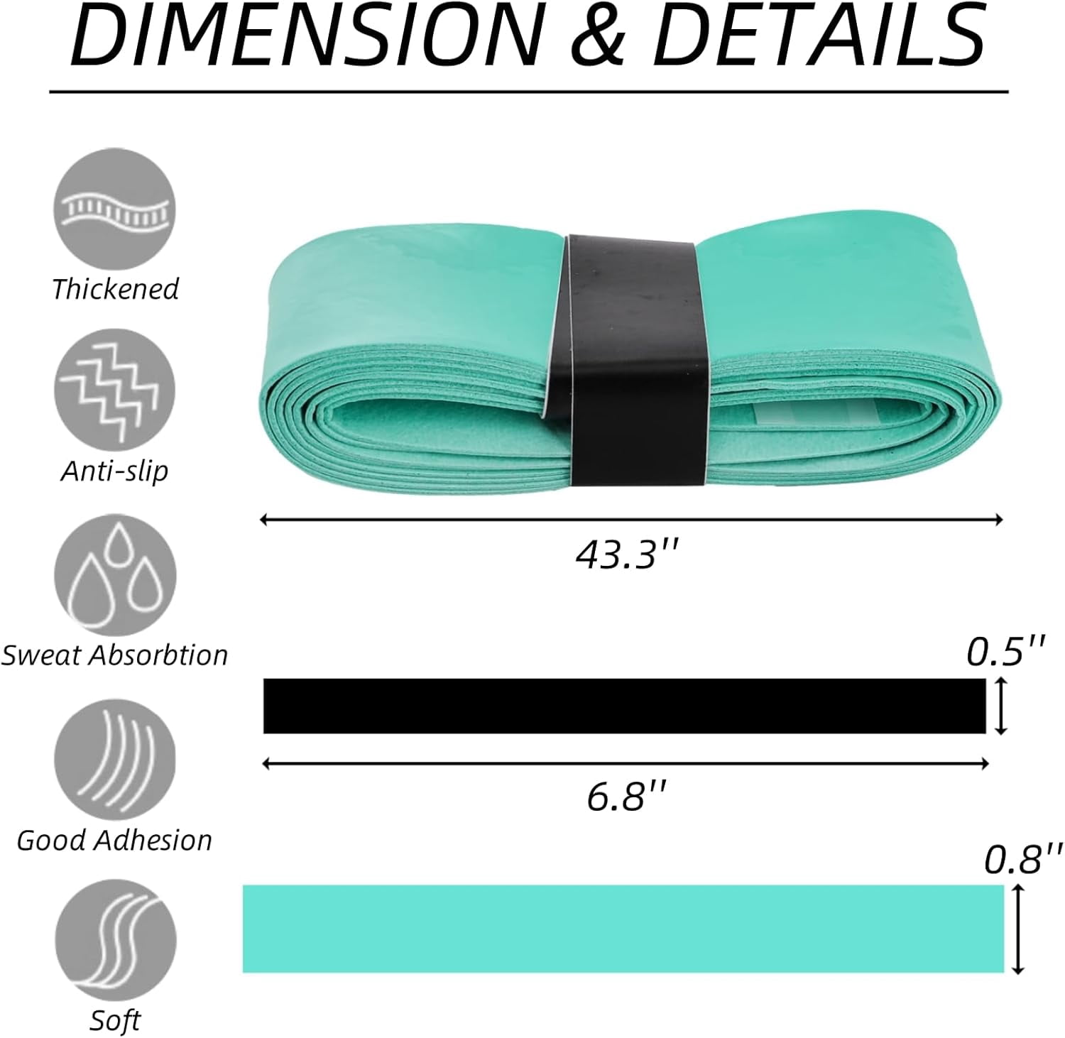 36 Pieces Tennis Racket Grip Tape, Colorful Overgrip Tape for Anti Slip and Absorbent Grip, Precut Racquet Handle Wrap Finishing Tape for Tennis, Pickleball, Squash, Badminton