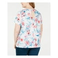 thumbnail image 2 of IDEOLOGY Womens White Stretch Floral Short Sleeve Scoop Neck T-Shirt Plus 1X, 2 of 2
