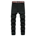 thumbnail image 2 of Jinda Men's Denim Trousers Slim Fit Jeans Chic Stretch Straight Mid Rise Ripped Distressed Black 28, 2 of 4