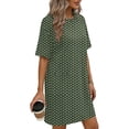 thumbnail image 2 of TaTaai Women's Fashion Solid Color Round Neck Short Sleeve Dress with Pockets Classic Casual Style Soft Elastic Fabric Comfortable Midi Dress for Spring Summer Daily Life Gift, 2 of 6