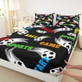 thumbnail image 5 of Erosebridal Black Soccer Full Size Sheets, Sport Bed Sheets for Boys and Girls, 4pcs, 1 Flat Sheet, 1 Fitted Sheet and 2 Pillowcases, 5 of 6