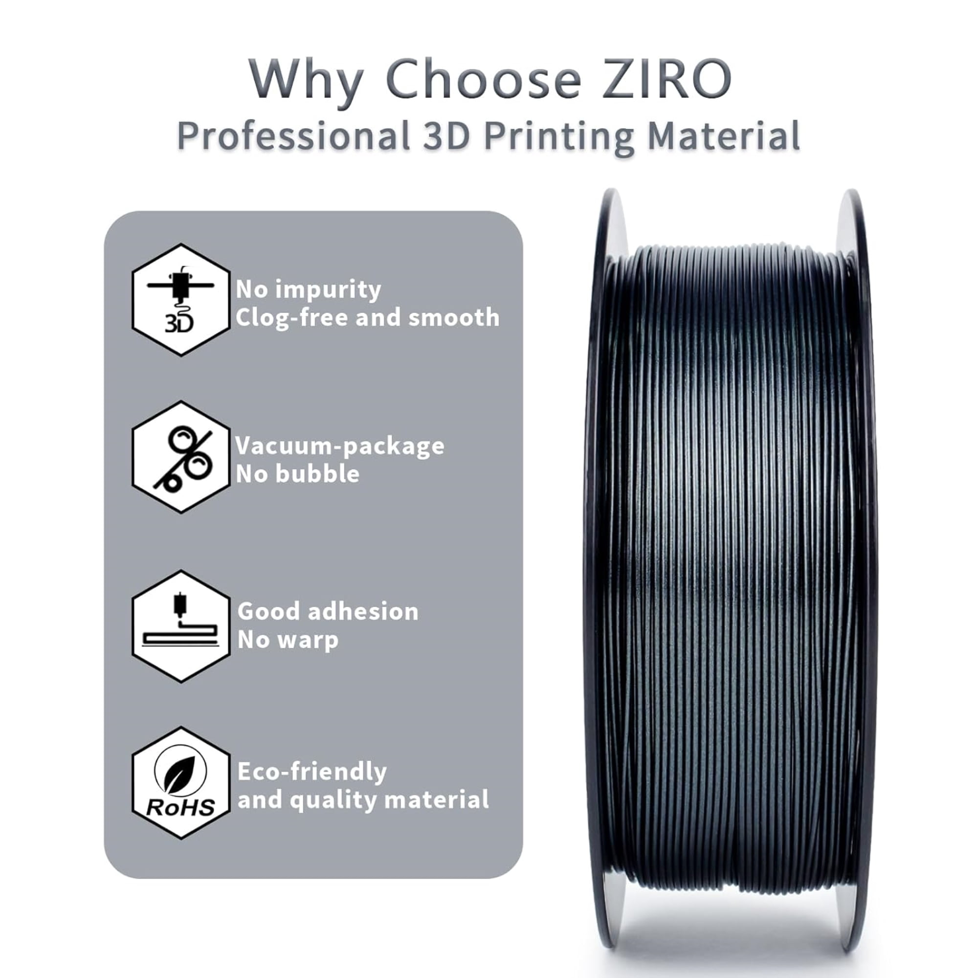 Ziro 3D Mystic PLA Filament 1.75mm 1kg, Midnight Silver
