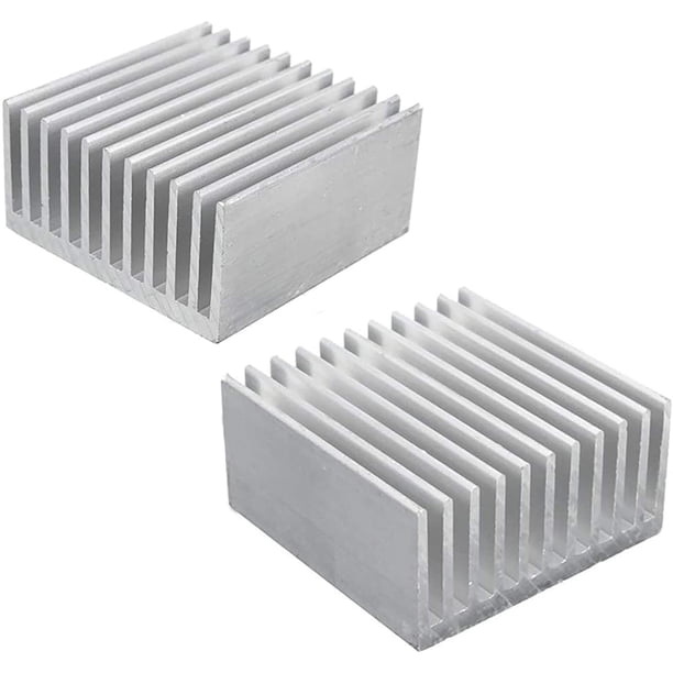 disipador de calor del conjunto de chips del radiador, disipador de calor, aleta de refrigeración plateada para componente activo de alimentación LED de CPU 40 x 40 x 20 mm (2 piezas)