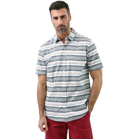 Chaps Men's Short Sleeve Stretch Cotton Slub Shirt, Sizes XS-4XB