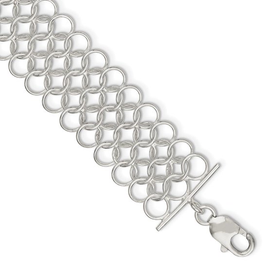 Sterling Silver Bracelet - 23.2 Grams - 7.5 Inch - Lobster Claw - Measures 24mm Wide