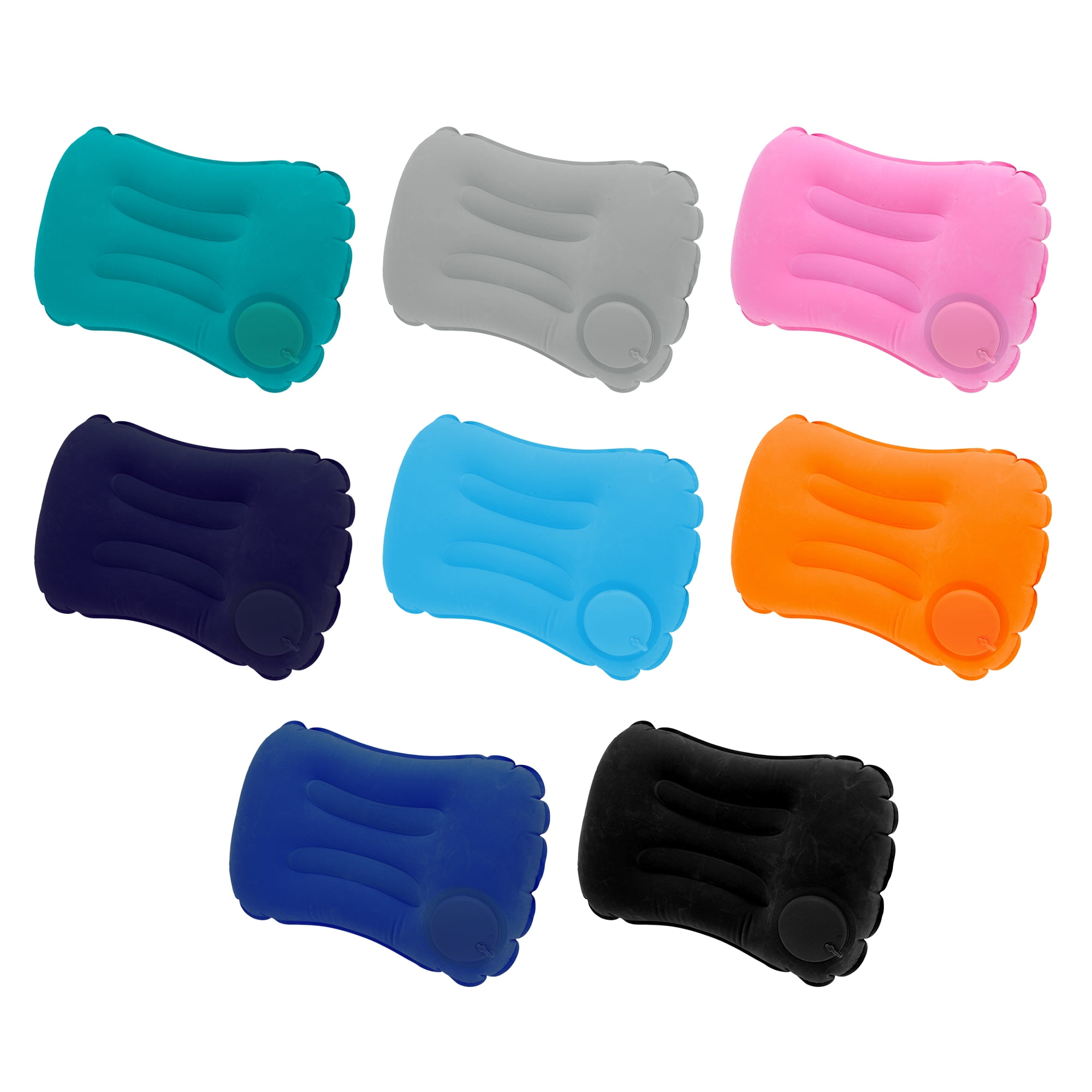 Unique Bargains Travel Pillow Press to Inflate Neck Pillow Blue 19.29"x12.6"