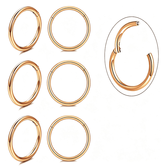 DESIGNICE Unisex Dainty Tiny 18K Real Gold Plating Cartilage Huggie Hoop Earrings,16G Surgical Steel Small Endless Hinged Hoops Earring for Earlobe Cartilage Rook Daith Lip Body Piercing Jewelry