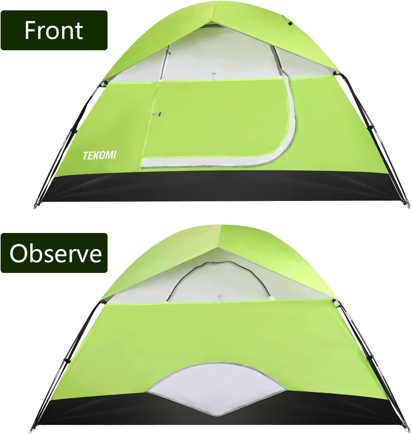 Camping Tent, Waterproof Family Dome Tent with Removable Rain Fly, Instant Cabin Tent for 60 Seconds Set Up, Advanced Venting Design, Fit Camp Backpacking Hiking Outdoor, Dark Green
