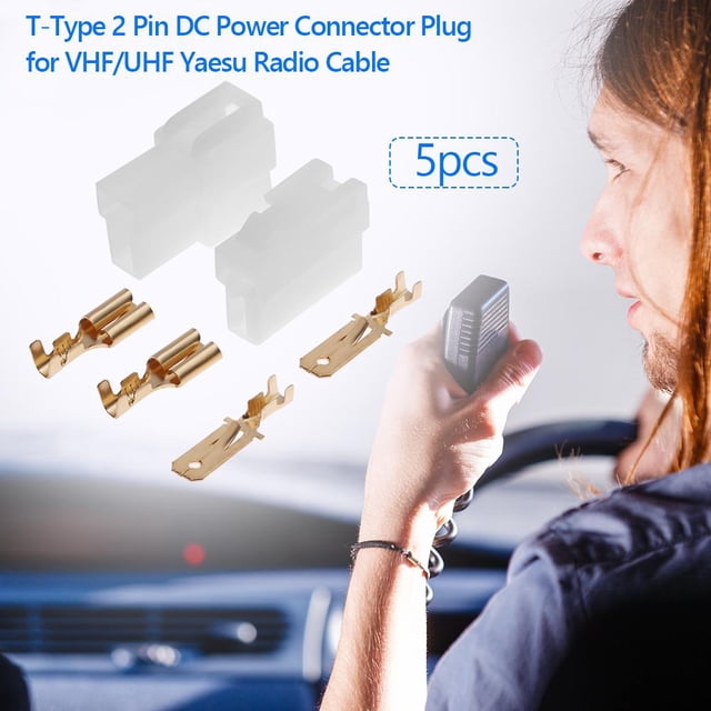 Conector de alimentación CC de 2 pines tipo T de 5 uds para Cable de Radio VHF/UHF Yaesu