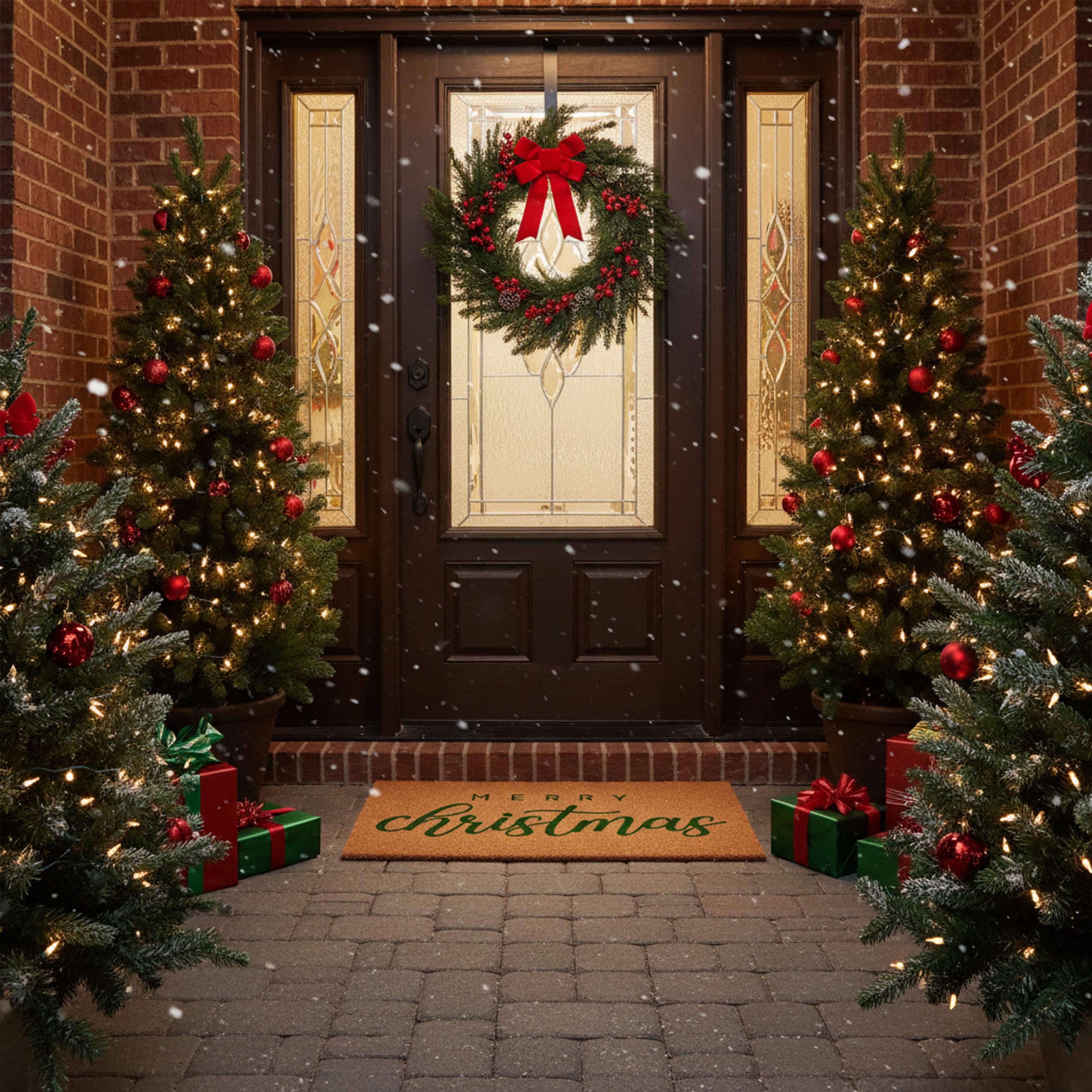 Calloway Mills 117373672 Green Classic Christmas Doormat 36" x 72"