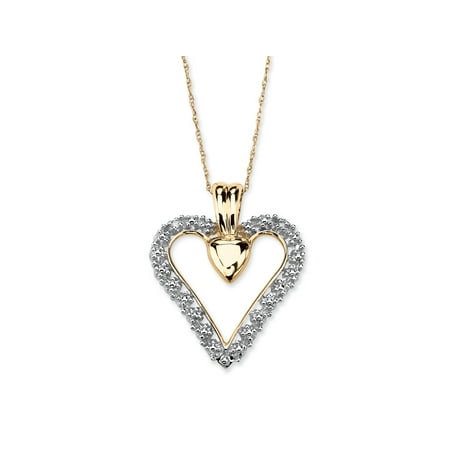- Diamond Accent Heart Pendant Necklace in Solid 10k Gold 18