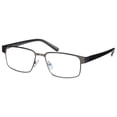 thumbnail image 2 of M+ Mens Rectangular Blue Light Extended Fit Flat Metal Reading Glasses +1.50 Diego in Matte Gun, 2 of 12
