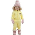 thumbnail image 2 of fnnxnal Warm Kids Girls Yellow Winter Outfit Set - 100% Cotton Top & Pants, Star Moon Emboss, Bunny Appliqué, Sizes 66-100,Size 6-9Months, 2 of 5