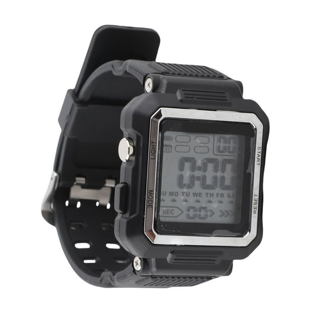 Men Digital Watch LED Backlight Waterproof Stopwatch Alarm Calendar Shock Resistant Rubber Band 50M