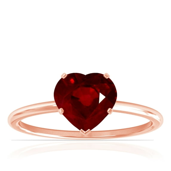 GemsNY July Birthstone - Dainty Heart Shape Four Prong Ruby Solitaire Ring (Grade - AAA | 1.00cts.)