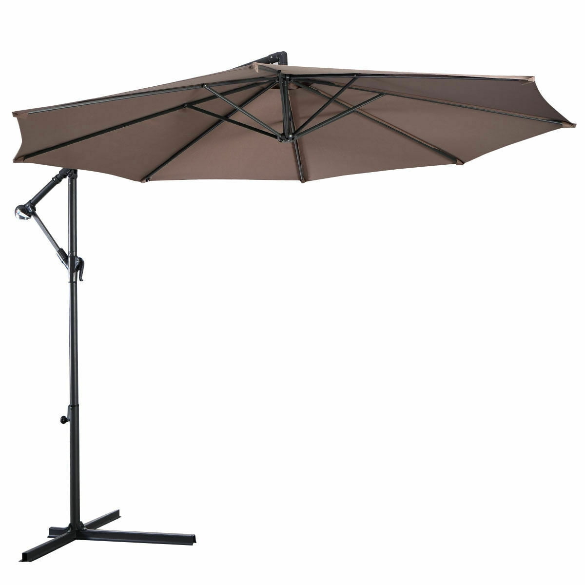 Gymax 10' Hanging Umbrella Outdoor Patio Market Banana Umbrella Offset Tan