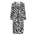 thumbnail image 4 of Xoenoiee Zebra Stripe Print Womens Housecoat Zip Robe Zip Up Front Robe Bathrobe Zipper House Coat Crew Neck Loungerwear Nightgowns with Pockets, S, 4 of 7