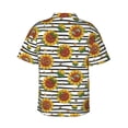 thumbnail image 3 of Balery Cute Sunflowers Print Men's Hawaiian Shirts Short Sleeve Beach Shirt Relaxed Fit Vacation Button Down Shirts-, 3 of 9