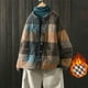 thumbnail image 1 of Parkas de manga larga para mujer, chaqueta gruesa de cuello alto con bloques de color a cuadros, chaqueta de manga larga, abrigo para mujer, 1 of 9