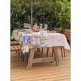 thumbnail image 2 of Easter Outdoor Tablecloth - 60x120 Inch Rectangle Dining Table Cover, Country Rabbit Feet Eggs Leaves Pink Wooden Grain Waterproof Outdoor Table Cloth with Umbrella Hole & Zipper for Picnic/Patio, 2 of 7
