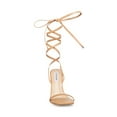 thumbnail image 4 of Steve Madden Uplift Natural Leather Strappy Open Toe Tie Up Stiletto High Heel Sandals (257, 12), 4 of 9