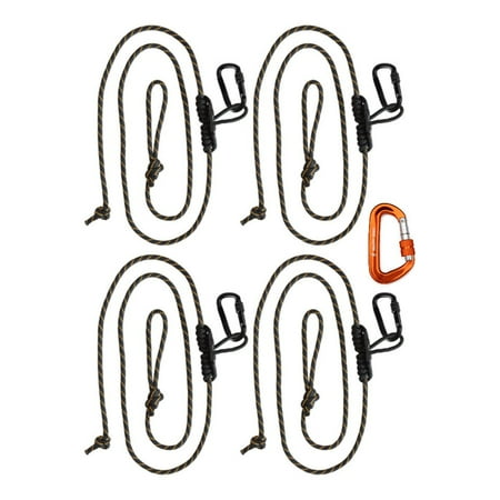 Muddy Safety Harness Lineman s Rope (Black/Orange) w/Heavy Duty Carabiner with Locking Clip (4-Pack))