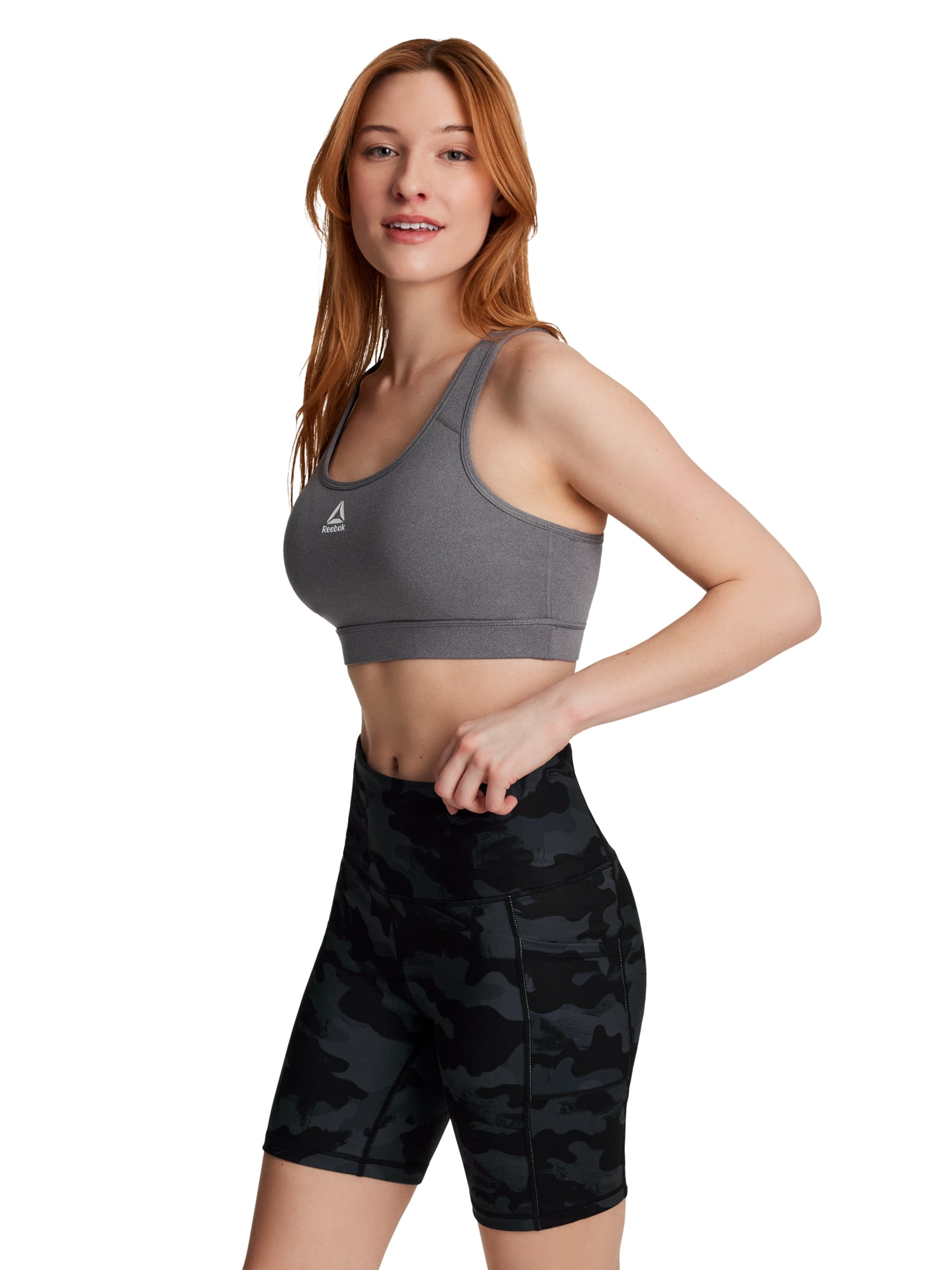 Reebok Women's and Women's Plus Medium Impact Stronger Sports Bra with Mesh Panel and Removable Cups, Sizes XS-4X