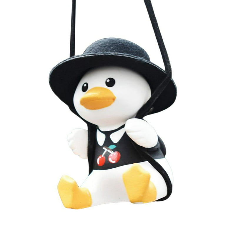 Kernelly Swinging Duck Car Hanging Ornament Cute Swing Duck On Car Rear View Mirror Pendant Swing Duck Car Mirror Rearview Mirror Accessories Auto Decoration