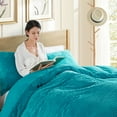 thumbnail image 6 of Nestl 2 Pc Cut Plush Reversible Duvet Cover and Sham Set with Zipper Closure & Corner Ties - 100% Soft Hypoallergenic Microfiber Decorative Comforter Cover Twin, Teal Blue, 6 of 8