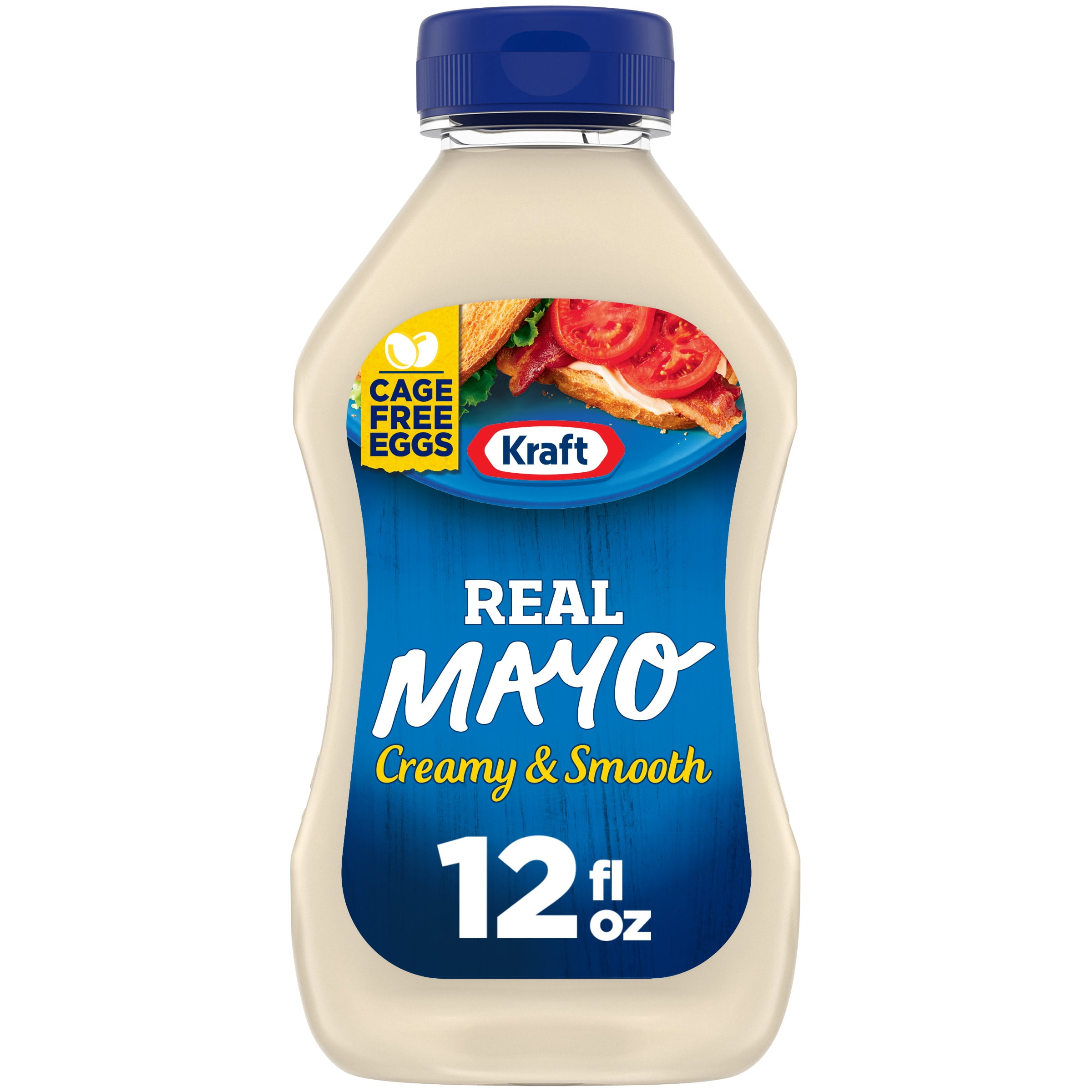 Kraft Real Mayo Creamy &amp; Smooth Mayonnaise, 12 fl oz Bottle - Walmart ...