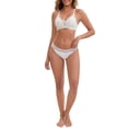 thumbnail image 2 of INSPIRE CHIC Women's Lace Trim Plunge Wireless Push Up Everyday Bras Spaghetti Straps Lightweight No Show Triangle Bra M White, 2 of 4