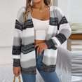 thumbnail image 1 of Chandails pour Femmes Chandails à la Mode pour Femmes Chandail Rayé Tricoté Ample Chandail à Manches Longues Col Rond Cardigan, 1 of 4