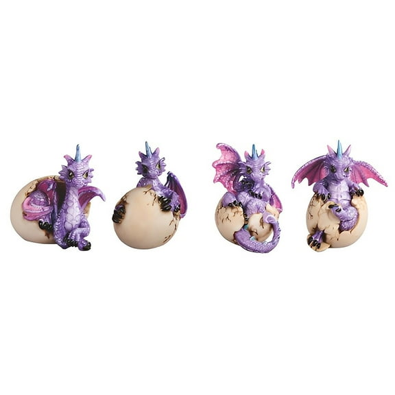 FC Design 4-PC 3"H Set Purple Dragon Baby in Egg Figurine Statue Sculpture Ornament Decoration Home/Room Decor and Unique Gift Ideas for Housewarming, Holidays and Birthdays